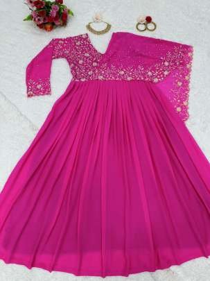 Designer Faux Georgette Pink Gown