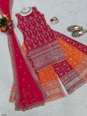 Designer Fox Georgette Palazzo Suit with Heavy Zari  Work