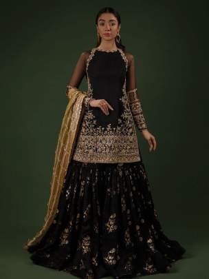 Designer Georgette Readymade Pakistani Sharara Plazzo Suits With Jimmy Choo Dupatta