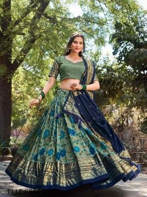 Designer Kalamkari Print  Blue Silk Lehenga Choli For Women