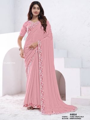 Designer Light Pink  silk Saree By Mahotsav