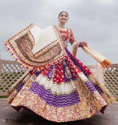 Designer Muslin Navratri Lehenga Choli with Embroidered Dupatta