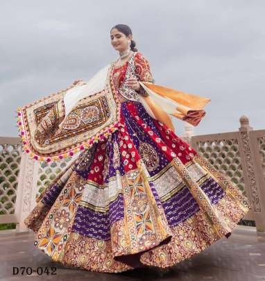 Designer Muslin Navratri Lehenga Choli with Embroidered Dupatta