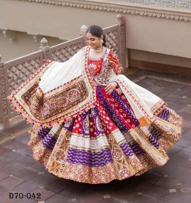 Designer Muslin Navratri Lehenga Choli with Embroidered Dupatta