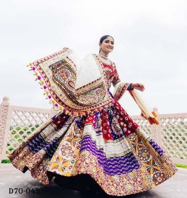 Designer Muslin Navratri Lehenga Choli with Embroidered Dupatta