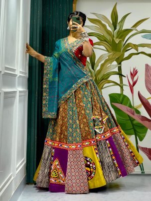  Designer Navratri Garba Special Ajrakh Print Chaniya Choli