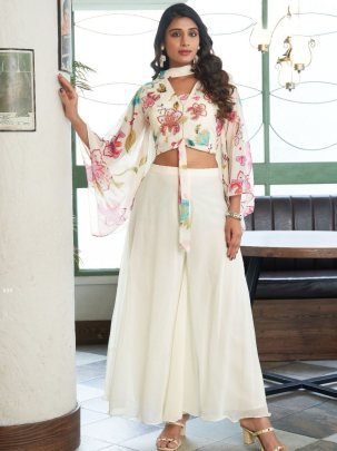 Designer Printed Indo Western Set With Bell Sleeves