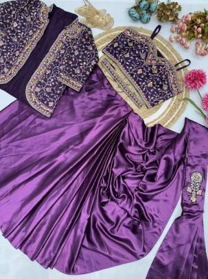 Designer Purple Colour Ready To Wear Saree With Jacket