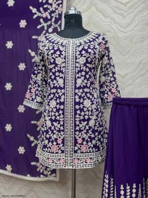 Designer Purple Ready Made Top Gharara With Dupatta