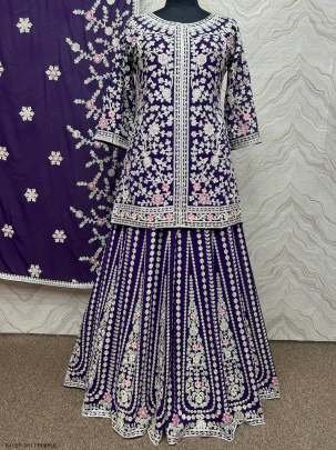 Designer Purple Ready Made Top Gharara With Dupatta