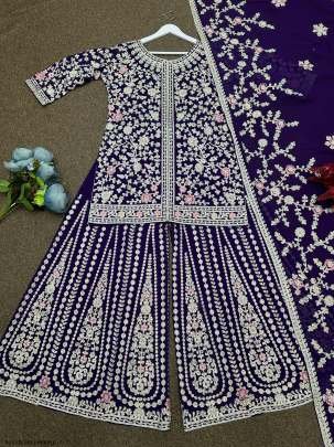 Designer Purple Ready Made Top Gharara With Dupatta