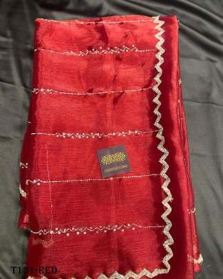 Designer Red Jimmy Choo Handwork Saree 