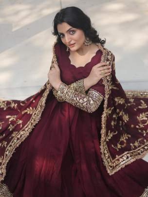 Designer Sequins Embroidered Work Gown With Dupatta