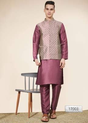 Designer Wedding Plain Pure Silk Kurta With Jacquard Koti Set