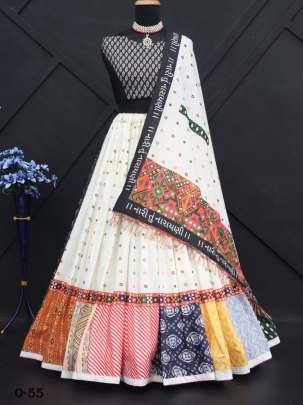 Digital Printed  Muslin Cotton Mix Colour Lehenga Choli