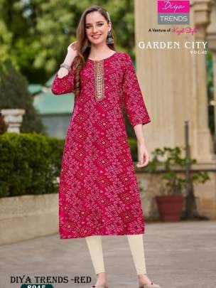 Diya Trends Garden City Vol 8 Red Color Printed Straight Kurti 