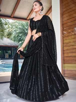 DJ Special Black Sequence Lehenga Choli by Fab Funda