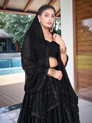 DJ Special Black Sequence Lehenga Choli by Fab Funda