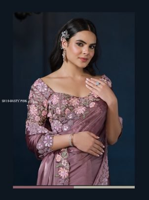 Dusty Pink Color With Floral Embroidery By Mahotsav