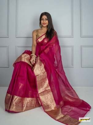 Dyeable Banarasi Kora Organza Saree with Elegant Skirt Border