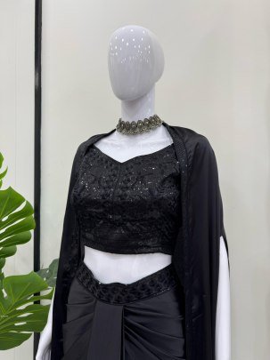 Elegant Black Dhoti Style With Shrug