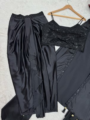 Elegant Black Dhoti Style With Shrug