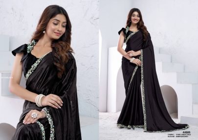 Elegant Black Silk Saree By Mahotsav
