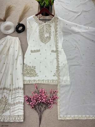 Elegant Ready to Wear Pure Chinon Silk Gharara Suit by fab funda