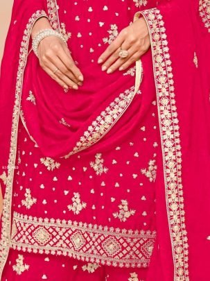 Elegant Red Embroidered Party Wear Sharara Outfit