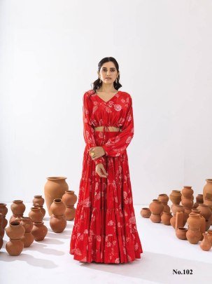 Elegant Red Printed Outfit