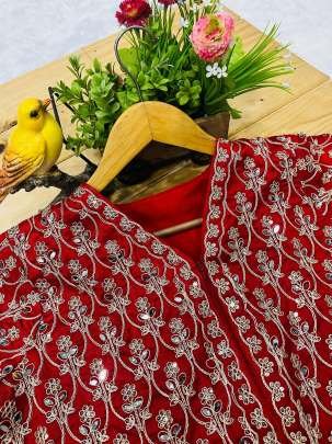 Elegant Red Suit With Mirror Work
