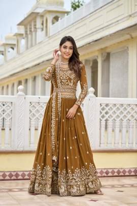 Embroidery Sequence Work Mustard Lehenga Choli Dupatta