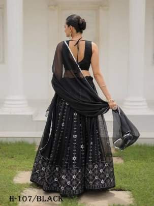 Embroidery Work Georgette Silk Black Lehenga Choli