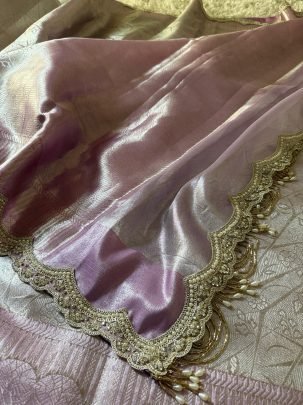 Exclusive Baby Pink Kanjivaram bridal Waskat Banarasi Silk Saree