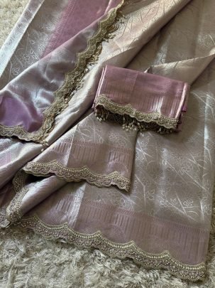 Exclusive Baby Pink Kanjivaram bridal Waskat Banarasi Silk Saree
