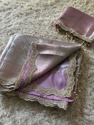 Exclusive Baby Pink Kanjivaram bridal Waskat Banarasi Silk Saree