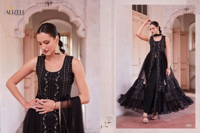 Exclusive Fully Frilled Long Georgette Gown in Western Style