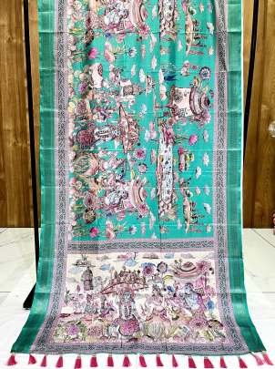 Exclusive Krishna Madhuban Printed Silk Saree