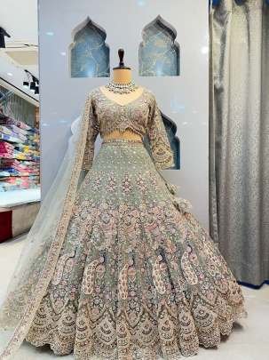 Exclusive Pista Soft Butterfly Net Lehenga Choli With 4 Meter Flair