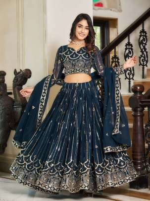 Exclusive Rama Heavy 5mm Sequence Work Georgette Lehenga Choli