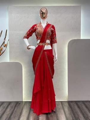 Exclusive Ready To Wear Fiyona Silk Lehenga Saree With Heavy Work Blouse And Belt