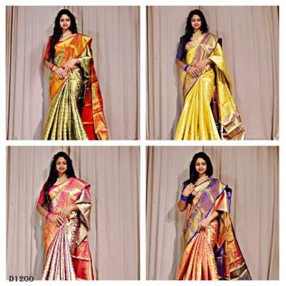 Exclusive semi yellow kanjivaram silk with rich pallu saree