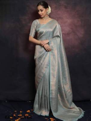 Exclusive Silver Pure Silk Saree With Intricate Brocade Blouse