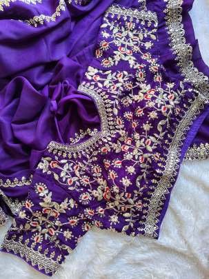 Exclusive Violet Colour Georgette Saree