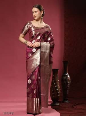 Exclusive wine Soft organza silk saree with blouse