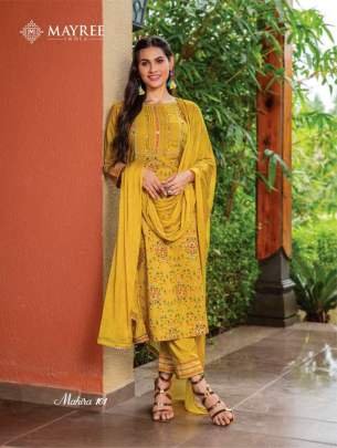Exlusive Mahira Designer Rayon Kurtis Pant Dupatta Set By Mayree