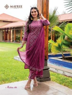 Exlusive Mahira Designer Rayon Kurtis Pant Dupatta Set By Mayree