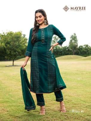 Exlusive Mahira Designer Rayon Kurtis Pant Dupatta Set By Mayree