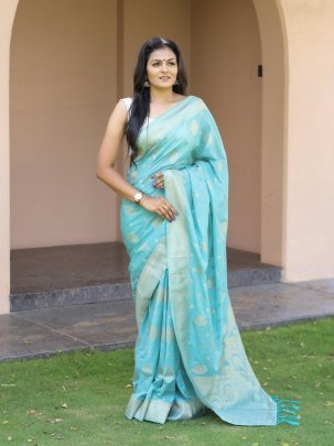 Explore Sea Green Silk Sarees Classic Designs