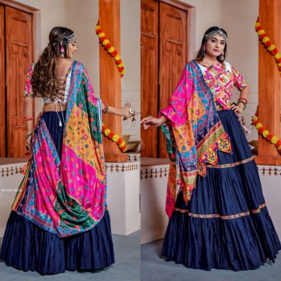 Family Combo Blue Three Tal Traditional Lahenga Choli for Garba